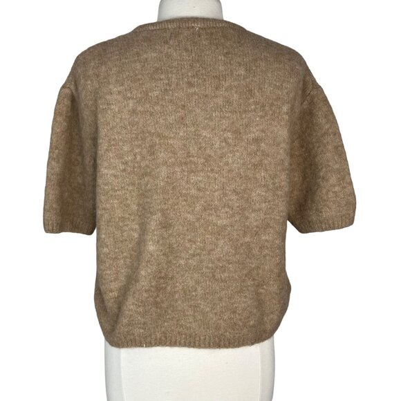 Permanent Short Sleeve Sweater Womans Medium Tan New - Picture 2 of 7